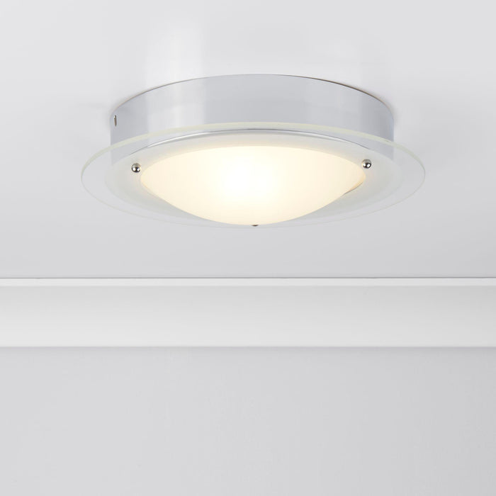 belfast chrome glass flush bathroom ceiling light by searchlighting lighting, living room image