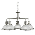Searchlight Bistro Satin Silver 5 Light Ceiling Pendant-Ceiling Pendant Lights-1-Tiffany Lighting Direct
