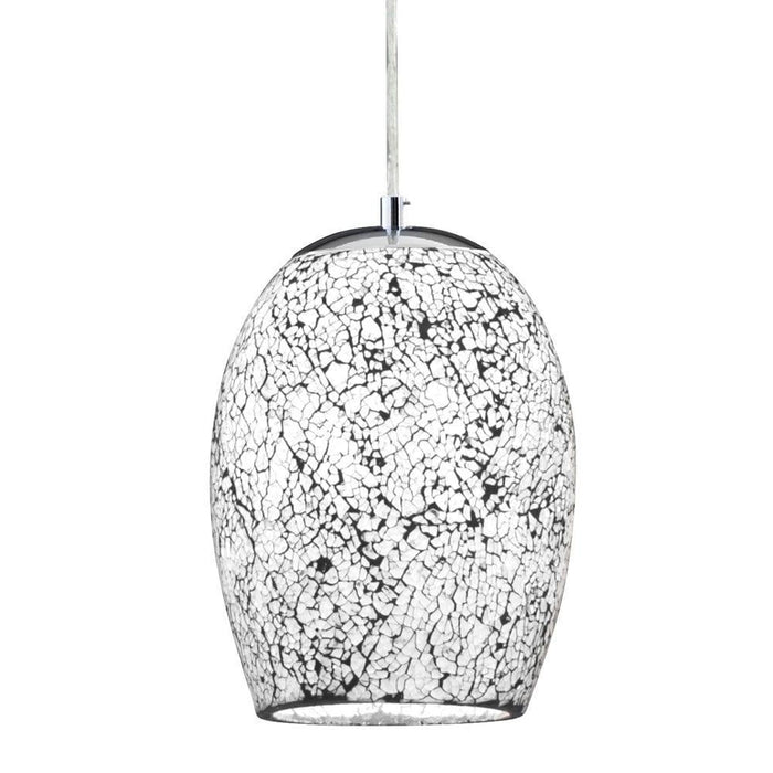 Searchlight Crackle 1 Light White Mosaic Glass Pendant-Ceiling Pendant Lights-1-Tiffany Lighting Direct