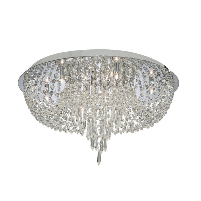 Searchlight Crisslet Chrome 10 Light Crystal Ceiling Flush Living room Image
