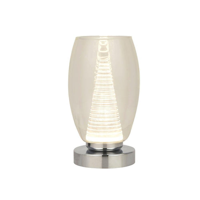 Searchlight Cyclone 1 Light Chrome Table Lamp - Glass Shade 1