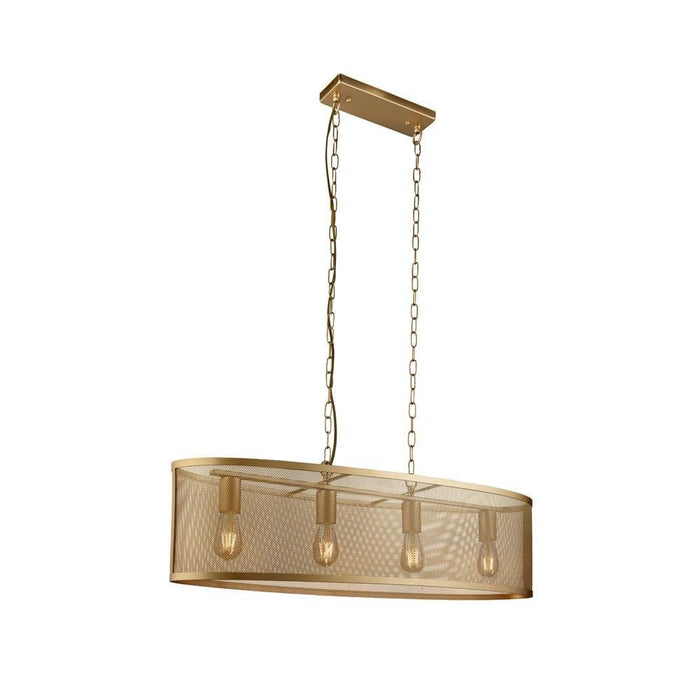 Searchlight Fishnet 4 Light Gold Oval Ceiling Pendant-Ceiling Pendant Lights-1-Tiffany Lighting Direct