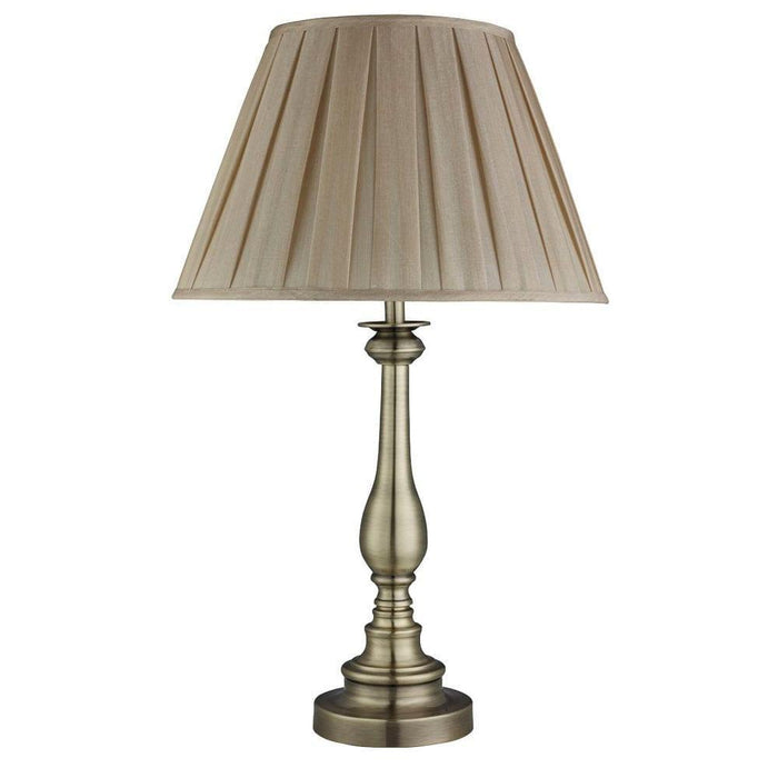 Searchlight Flemish Brass Table Lamp - Mink Pleated Shade 1