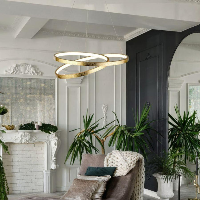 Searchlight Float LED Gold Leaf Ceiling Pendant Light-Ceiling Pendant Lights-4-Tiffany Lighting Direct