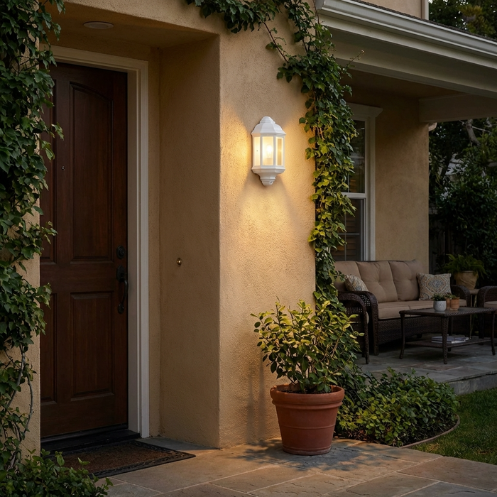 Searchlight Maine Outdoor & Porch White Flush Wall Light — alternate view