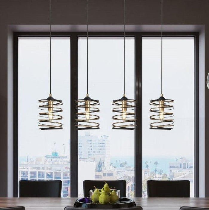 Searchlight Spring 4 Light Black & Gold Bar Ceiling Pendant-Ceiling Pendant Lights-7-Tiffany Lighting Direct