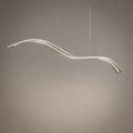Modern silver wavy LED pendant bar light suspended against a neutral background.