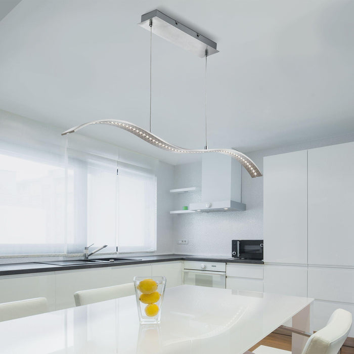 Searchlight Wing LED Silver Wavey Ceiling Pendant Bar-Ceiling Pendant Lights-3-Tiffany Lighting Direct