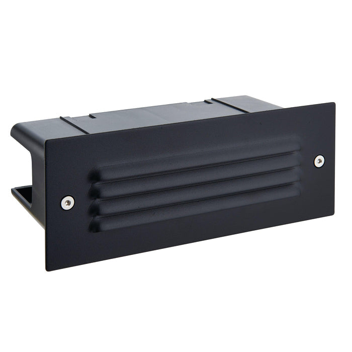 seina louvre black led brick light ip44 3 5w cool whiteby Saxby Lighting, close up image