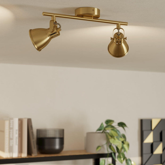 eglo seras brass 2 light bar spotlight