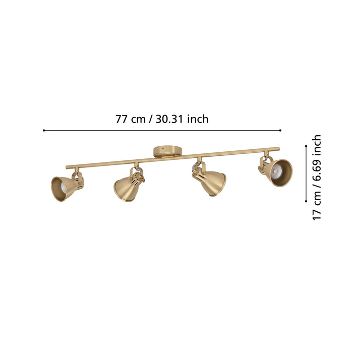 eglo seras brass 4 light bar spotlight kitchen lighting