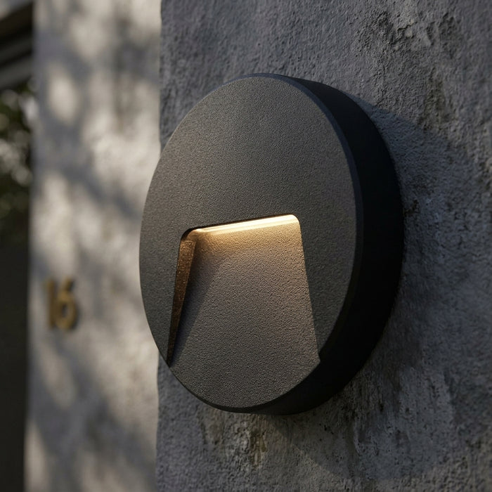 Severus Black Round Outdoor Wall Light IP65 2.8W - CCT by Saxby Lighting — suits living rooms, bedrooms & hallways