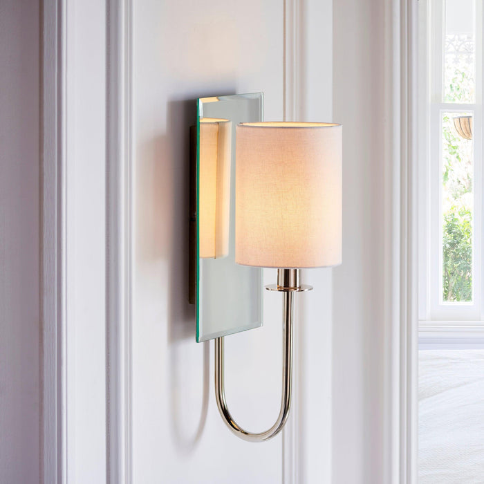 sheena nickel wall light with mirrored glass back Living room lighting image