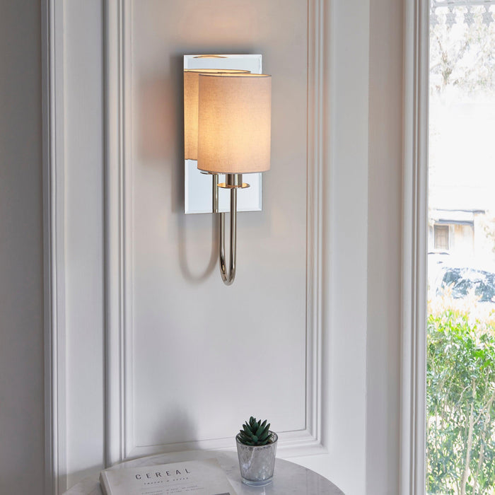 sheena nickel wall light with mirrored glass back mDining room lighting