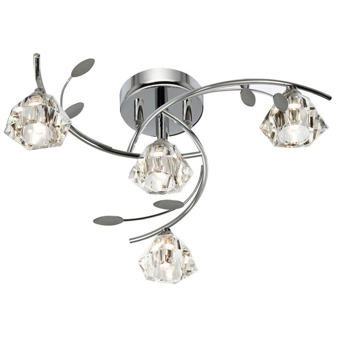 Sierra 4 Light Chrome & Glass Semi-Flush Ceiling Light Living room Image