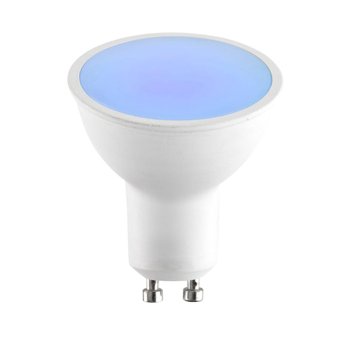 smart gu10 colour changing led lamp bulb rgb cct 5w Close Up Lit Image