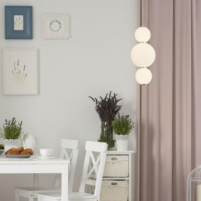 Snowball 3 Light Pendant Chrome With Opal Glass Shade-Ceiling Pendant Lights-4-Tiffany Lighting Direct