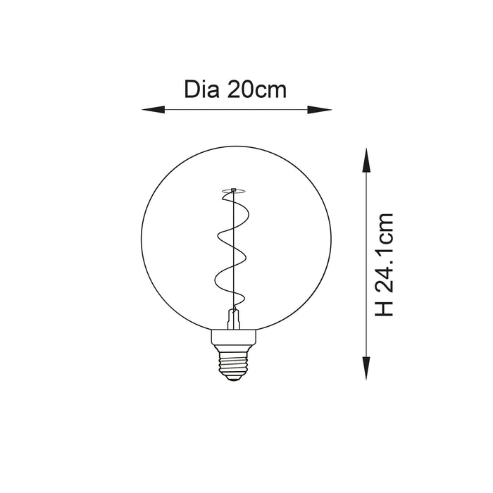 spiral large amber tinted globe filament 4w led light bulb close fitting image