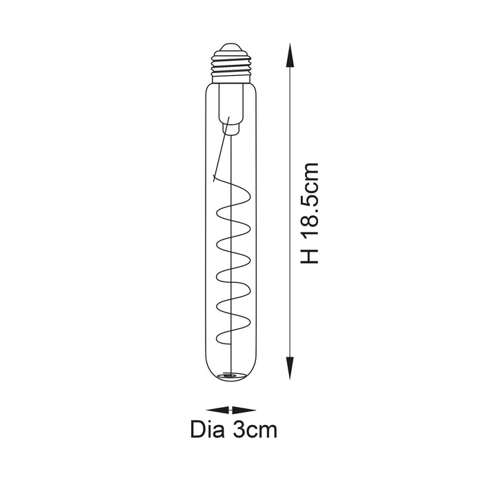 Spiral Tubular E27 Filament Clear Glass 4W LED Light Bulb 107971_Size Image