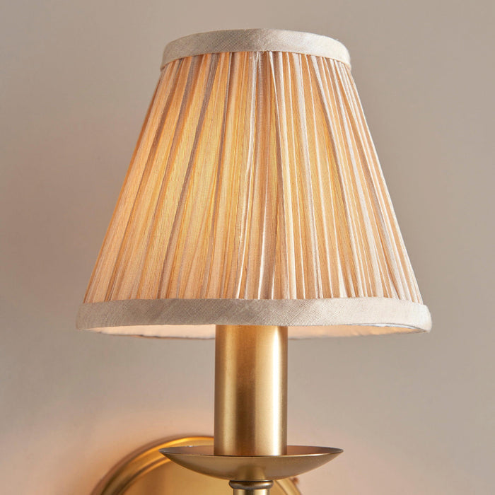 stanford brass single wall light with beige shade