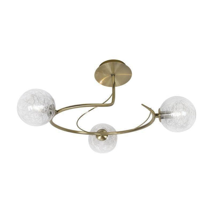 Traditional Flush & Semi Flush Ceiling Lights - Tabia 3 Light Antique Brass Flush Ceiling Light 1515/3 AB