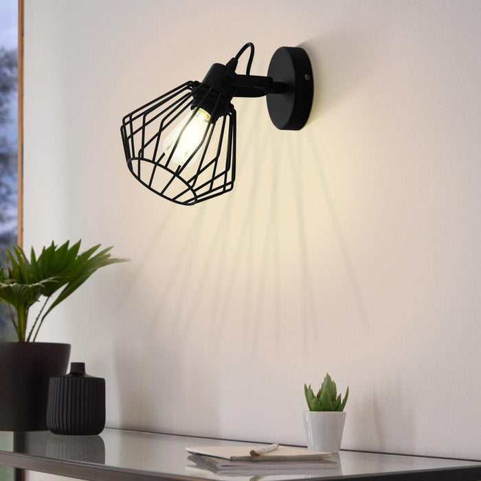 eglo tabillano black wire wall spotlight