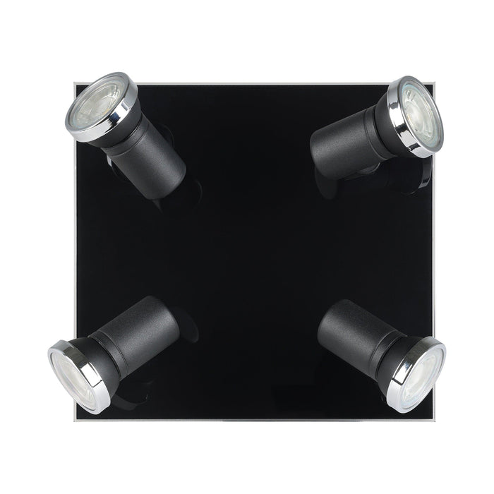 Tamara 1 Black & Chrome 4 Light Plate Kitchen Spotlight — side profile
