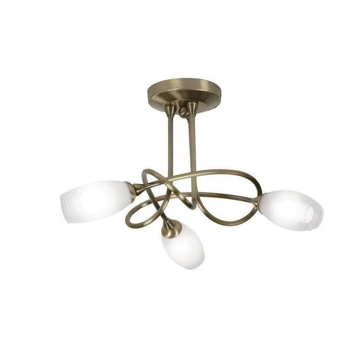 Traditional Flush & Semi Flush Ceiling Lights - Tara 3 Light Antique Brass Semi Flush 5327/3 AB