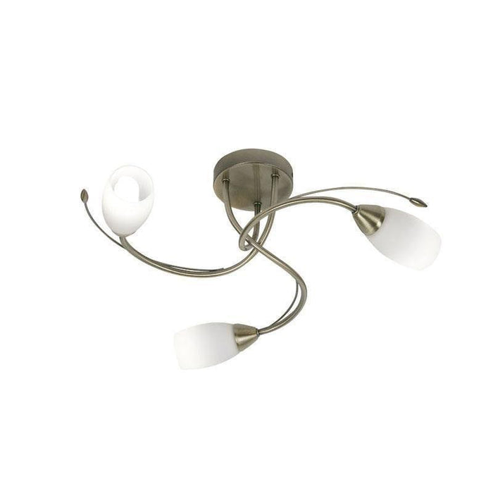 Traditional Flush & Semi Flush Ceiling Lights - Tawa 3 Light Antique Brass Flush Ceiling Light 8142/3 AB