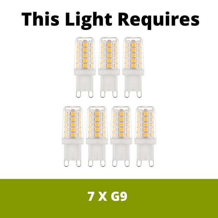 tere 7 light gold black smoked glass pendant LED Lamp Bulb Guide