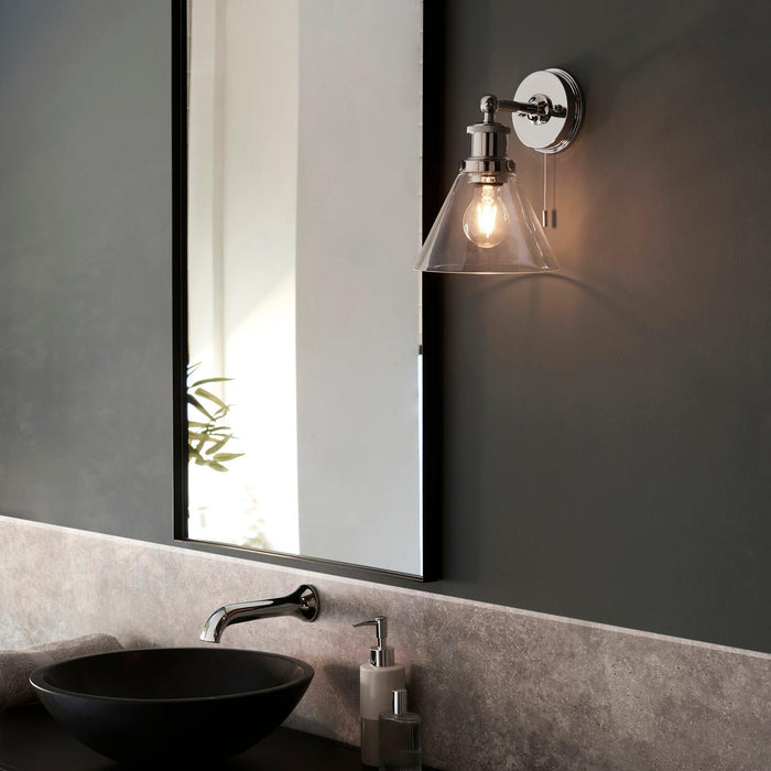 torbay clear bathroom wall light clear coned glass shade mDining room lighting