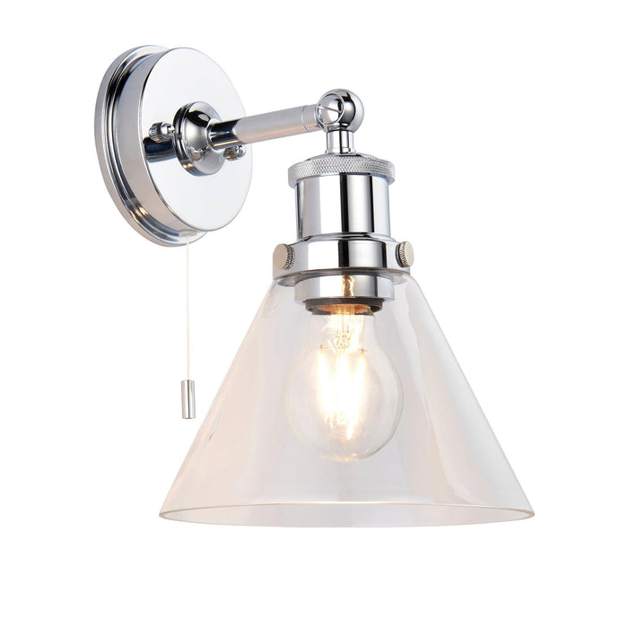 Torbay Clear Bathroom Wall Light - Clear Coned Glass Shade