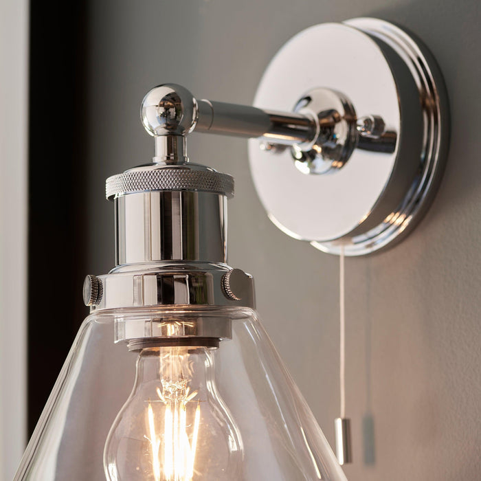 torbay clear bathroom wall light clear coned glass shade kitchen lighting image