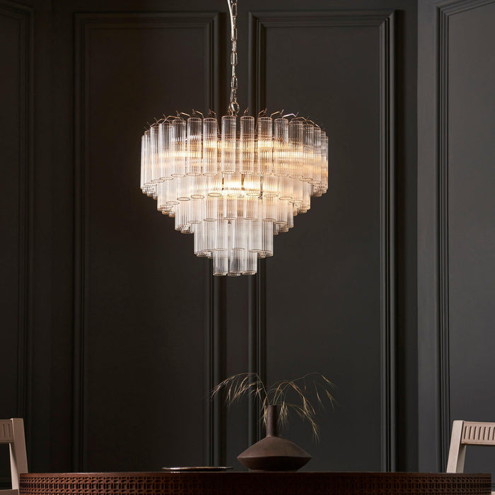 Toulouse 12 Light Tiered Glass Pendant-Ceiling Pendant Lights-Endon Lighting Living Room Wide Shot Lighting Tiffany Lighting Direct
