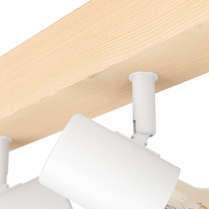 eglo townshend 3 wood white 4 light spotlight living room close up