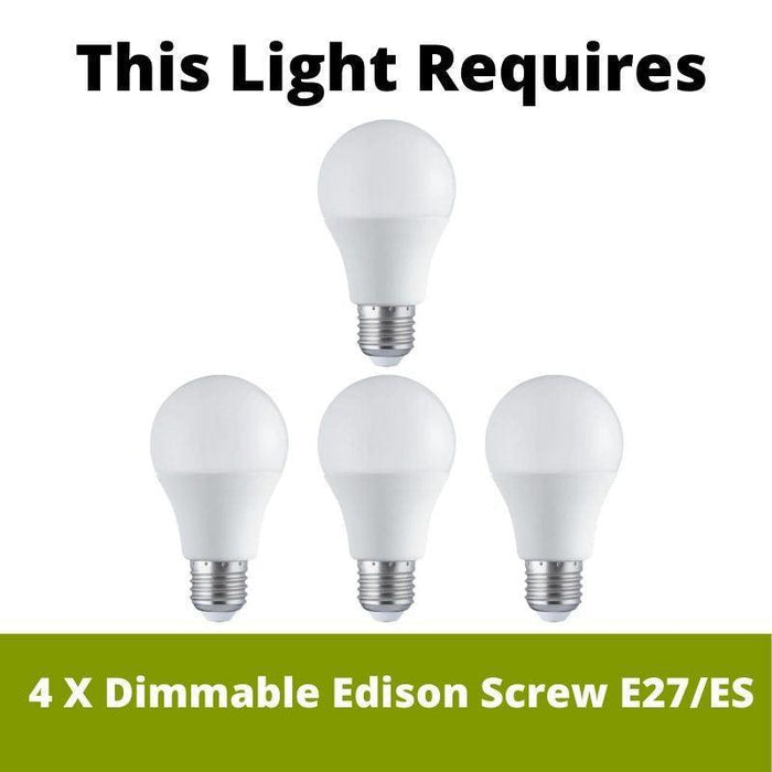 Townshend 3 Wood & White 4 Light Kitchen Spotlight requires 4 x Edison Screw E27/ES bulbs