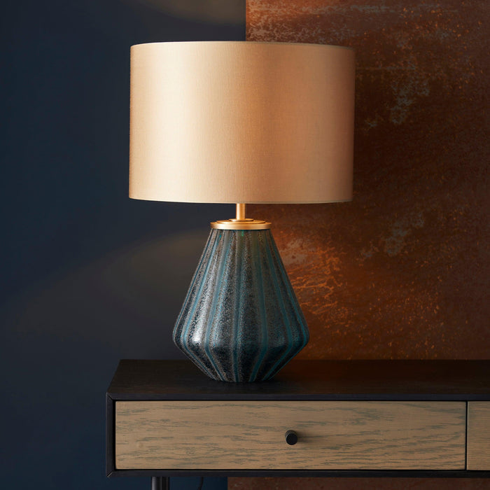 Triable Turquoise Glass Table Lamp With Gold Shade-Living Lights-Living-Room-Tiffany Lighting Direct-[image-position]