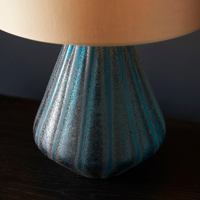 Triable Turquoise Glass Table Lamp With Gold Shade-Living Lights-Living-Room-Tiffany Lighting Direct-[image-position]