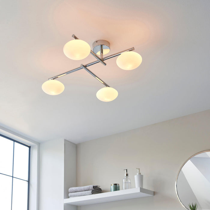 trocadero 5 light chrome art deco semi flush bathroom light Living room lighting image