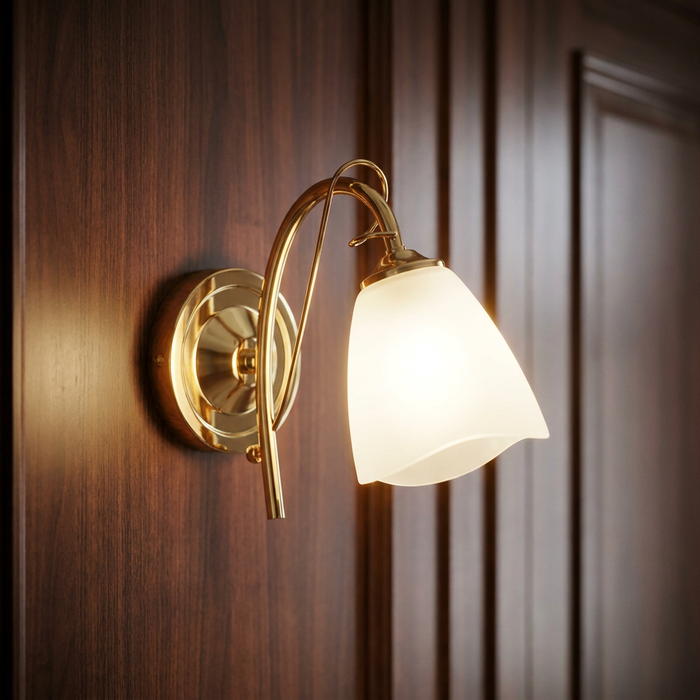 Turin Antique Brass Living Room Wall Light room shot