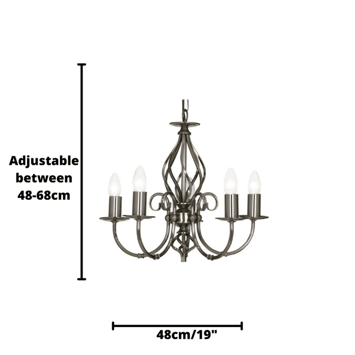 Tuscany Antique Silver 5 Light Chandelier-Oaks Lighting-5-Tiffany Lighting Direct