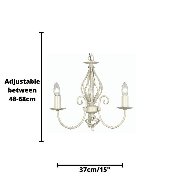 Tuscany Ivory Finish 3 Light Chandelier-Oaks Lighting-2-Tiffany Lighting Direct