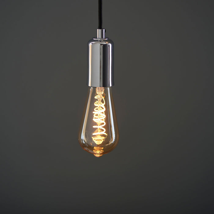 twist e27 filament amber glass pear dimmable 4w led light bulb Close Up Lit Image