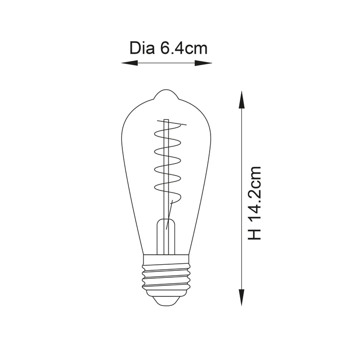 twist e27 filament amber glass pear dimmable 4w led light bulb Close Up Lit Image