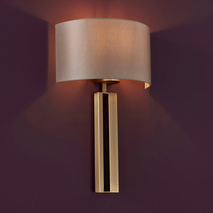 Venice Brass Art Deco Wall Light with Mink Shade Close Up Image