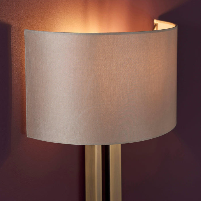 Venice Brass Art Deco Wall Light with Mink Shade  Living Room Close Up