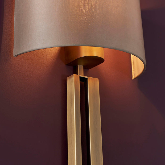 Venice Brass Art Deco Wall Light with Mink Shade Living Room Shade Image