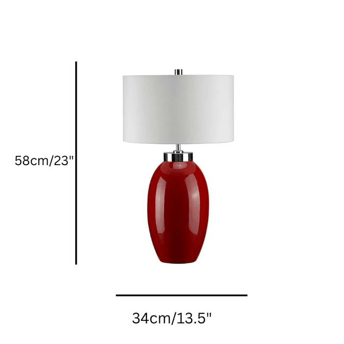Victor Small Red Ceramic Table Lamp size guide