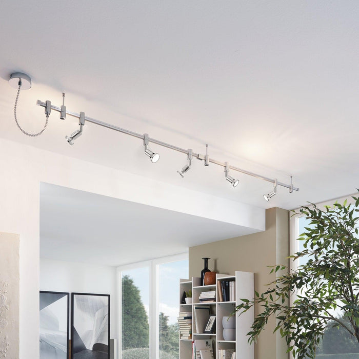 eglo vilanova 5 light chrome track lighting system