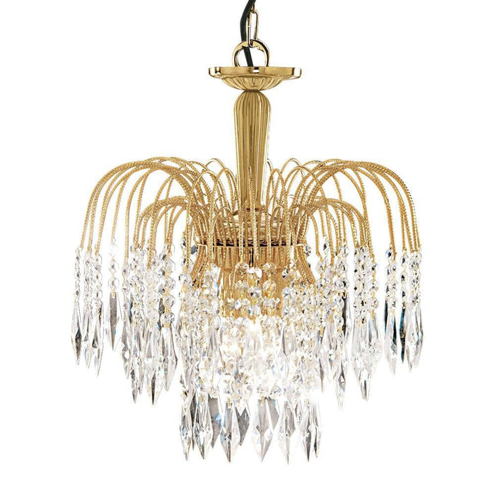 Waterfall 3 Light Gold Clear Crystal Ceiling Pendant-Ceiling Pendant Lights-1-Tiffany Lighting Direct